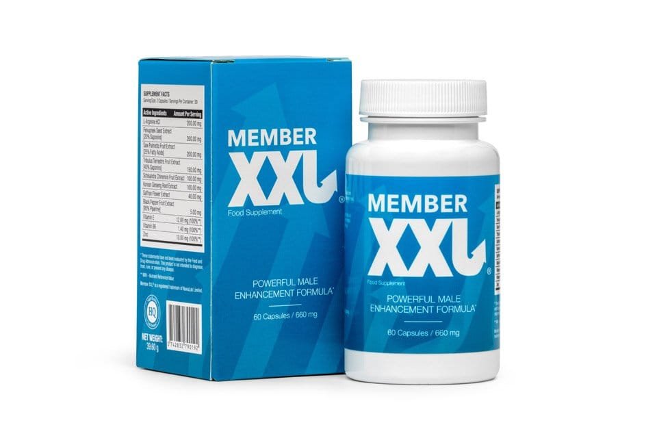 Member XXL male enhancement pills featuring ginseng, saffron, and tribulus extract
