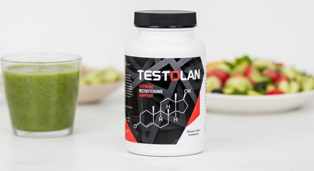 Testolan supplement supporting natural testosterone levels alongside a healthy lifestyle