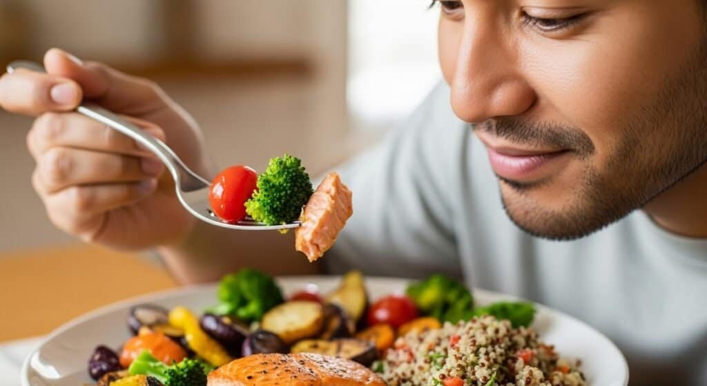 Mindful eating: savoring each bite of a healthy meal to promote natural weight loss