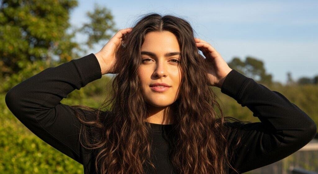 erson confidently showing off their thicker, healthier hair after using natural hair regrowth methods