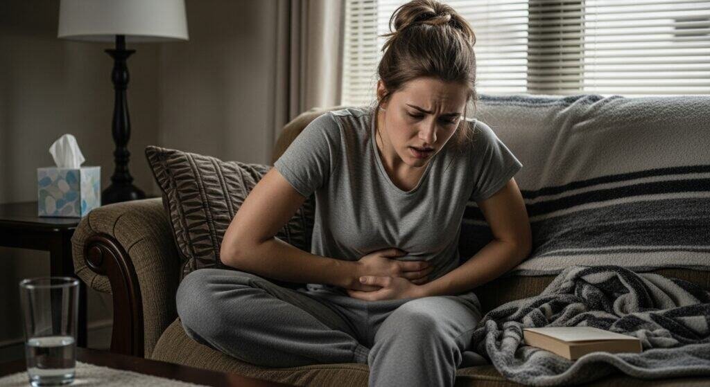 Person experiencing digestive discomfort, feeling the toll of bloating and sluggishness