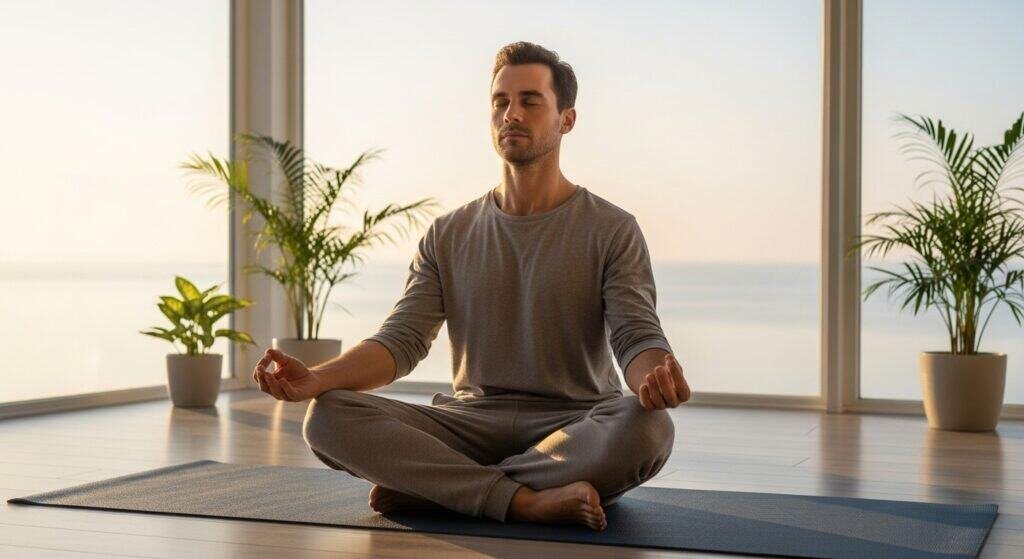 Managing stress through mindfulness and yoga to reduce cortisol and boost testosterone