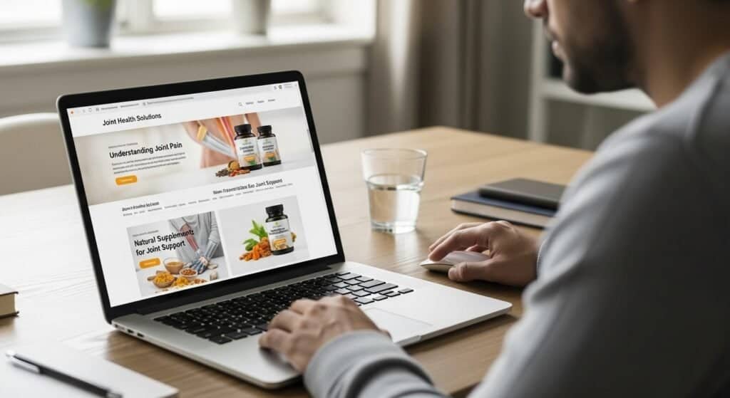 Person researching natural ways to improve joint health and alleviate pain