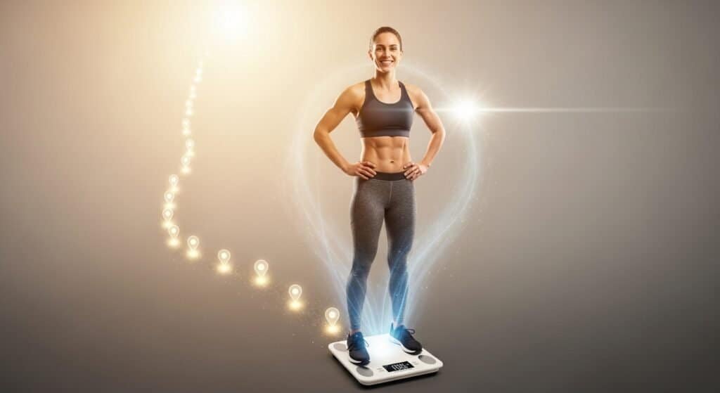 The power of consistency: a person confidently reaching their weight loss goals through steady efforts