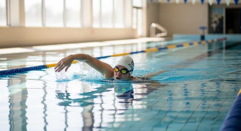 Person engaging in low-impact exercises like swimming to improve joint flexibility