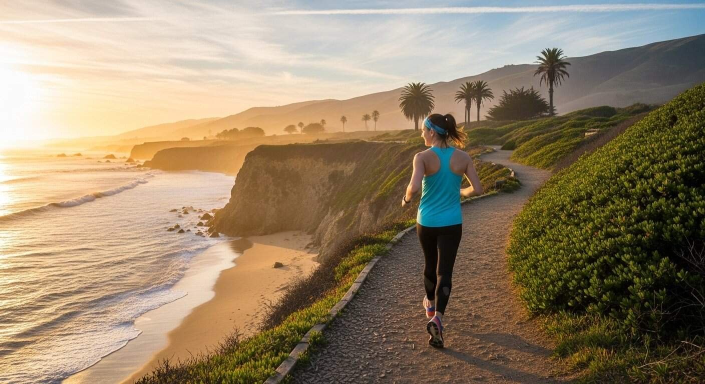 Confident person walking in nature, embracing a healthy and energetic lifestyle