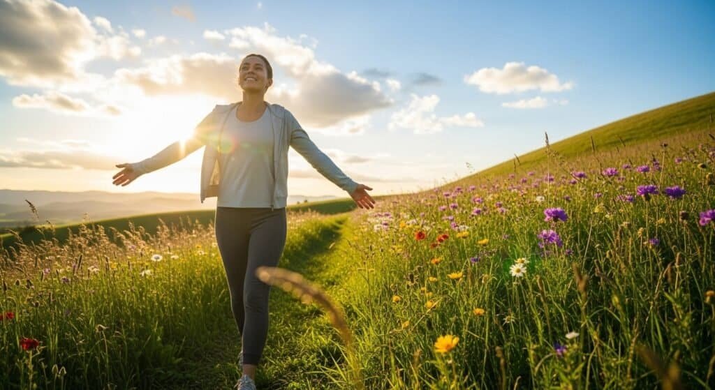 A person experiencing a positive transformation, feeling energized and revitalized after a detox reset